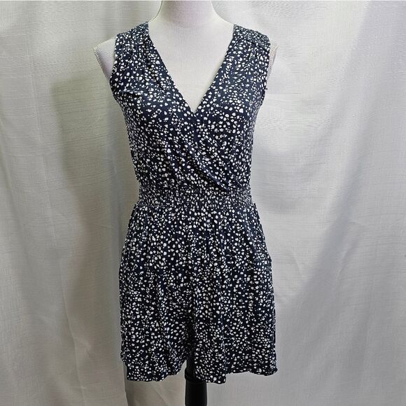 Maurices 24/7 Blue Polka Dot Sleeveless Romper Size XS - Picture 1 of 14